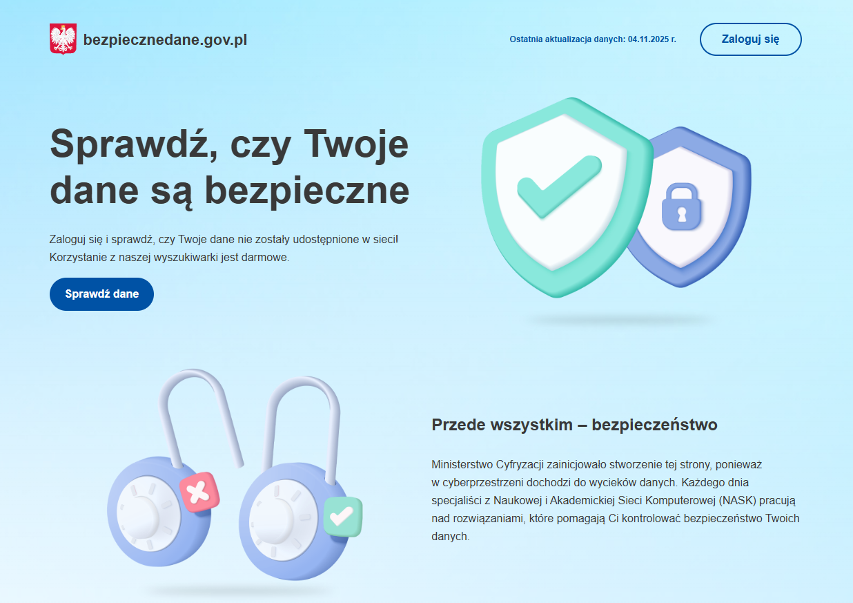 Bezpieczne dane gov screenshot