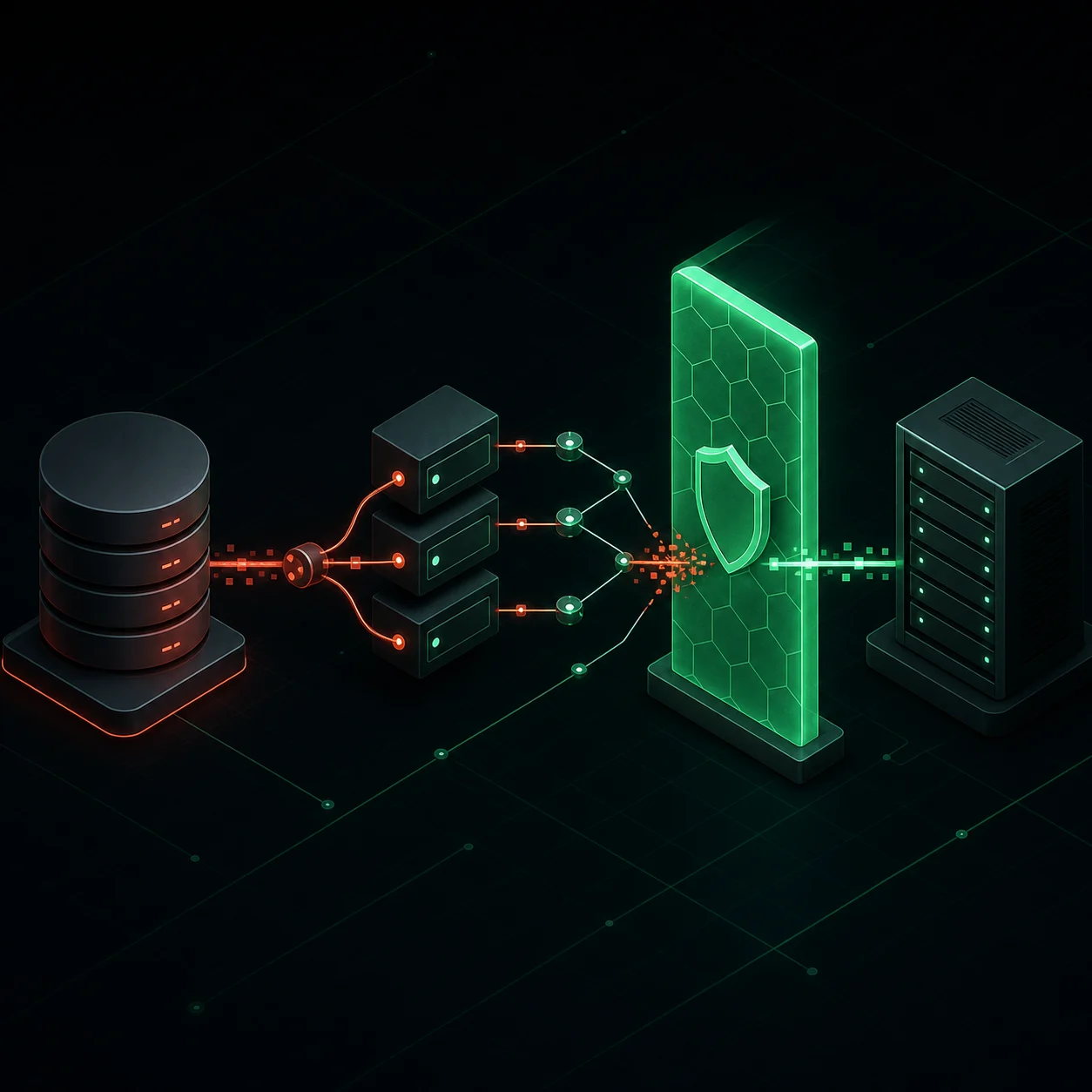 Schemat przerwania łańcucha ataku SQL injection i REST API przez poprawkę bezpieczeństwa WordPress